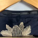 Isda & Co. Embroidered 100% Silk Short Blazer Jacket Navy Blue size medium Photo 2