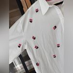 Maeve Anthropologie Cherry Embroidered Bennett Button Up Shirt down tunic long sleeves Photo 8