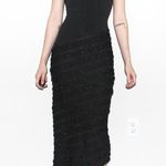 vintage 90s y2k black sexy strapless asymmetrical applique tube maxi dress gown Photo 1