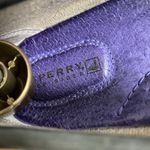 Sperry TOP SIDERS Women Sz 6 M Angelfish Navy Leather Gold Accents Glitter Flats Photo 5