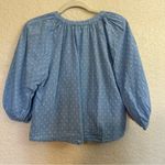 Badgley Mischka  Women's‎ Medium Pastel Blue Swiss Dot Cotton Puff Sleeve Blouse Photo 7