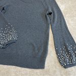 White House | Black Market Gray Embellished Sleeve Sweater Photo 4