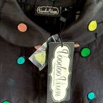 NWT Voodoo Vixen Sallie 50s Flared Dress Black Multicolor Embroidered Dot Small Photo 6