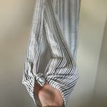 Stark X Wide Legged Side Slit White & Blue Striped Pants Women's XS USA Cotton Photo 6