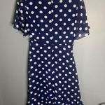 Eliza J  navy polka dot deep v chiffon ruffle dress Photo 6