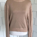 Free People  Women's Cream Puff Mock Neck Starry Night Metallic Knit Sweater sz M Photo 0