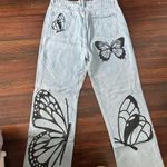 Simple Society Butterfly Print Light Blue Jeans Photo 3
