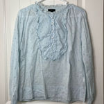 J.Crew EUC  women’s pale light blue embroidered ruffle long‎ sleeve blouse small Photo 0