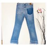 ZARA Trafaluc Denim Fray Culfcrop Fringe Hem One Pocket Ankle Jeans Size 4 Photo 6