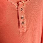 Free People  We the Free Star Relaxed Distressed Henley Top Orange Linen Small Photo 3