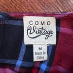 Como vintage Long Sleeve Red and Black Plaid Top Size Medium Photo 3