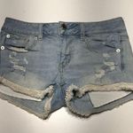 American Eagle Women's Distressed Denim Shorts Lace Trim Size 10 Photo 0
