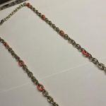 J.Crew Signed  Gold Tone Neon Orange Chain Link Costume Necklace 38 1/2 Inch Photo 2