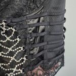 Y2K retro 2000s 2010s coquette college Black Lace Corset Top with Strappy Back Photo 3