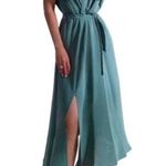 ZARA  Green Belted Wrap Casual Maxi Dress Photo 2