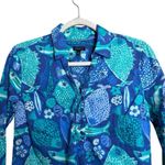 Talbots  Tunic Top Womens Small Blue Multicolor Fish Ocean Novelty Print Blouse Photo 1