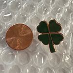 Four‎ Leaf Clover Pin Lucky St Patricks Day Green Enamel Gold Tone Ireland Irish Photo 1