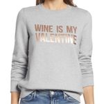 Halogen Wine Is My Valentine Graphic Foil Print Sweatshirt Pullover Sweater Top Photo 0