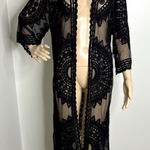 Rachel Zoe Black Lace Kimono Duster Cardigan Photo 0