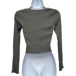 Brandy Melville Dark Grey Long Sleeve Ribbed Knit Cropped Top Scoop Neck Small Photo 1
