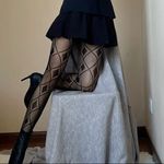 Argyle Jacquard‎ Hollow Out Tights High Waist Comfy Pantyhose Black One Size Photo 9