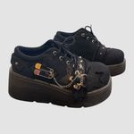 Source Unknown Y2K Star Print Chunky Platform Ankle Women Metal Chain Black Denim Shoes 6.5W 37 Photo 3