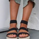 Black Platform Espadrilles Sandals Size 7 Photo 0