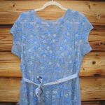 Mac Duggal 14521 Blue Floral Embellished Short Sleeve Mesh Gown Dress Photo 7