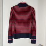 Tommy Hilfiger VTG Women Sweater 1/4 Zip Sz L Red Blue Striped Made In Japan Photo 1