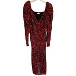 ASTR The Label Jamila Red Floral Puff Sleeve Ruched Bodycon Midi Dress M EUC Photo 10