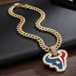 NFL Houston Texans 20 Inch Necklace Pendant Cuban Chain Link Football Jewelry Photo 0