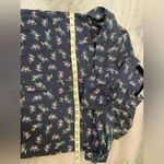 Gap  Navy Blue Floral Cotton Long Sleeve Collared Button Down Size Small Photo 6