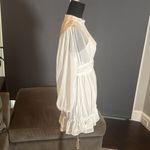 Women’s White Chiffon Long Sleeve Dress Halter Neck Ruffle Hem Size M Size M Photo 2