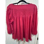 Max Studio  Smocked Empire Waist Long Sleeve Top Women's Size‎ L Pink Polyester Photo 5