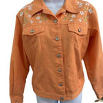 Blaine Trump Orange Floral Machine Embroidered Vine Yolk Collared Jacket Womens Size L Photo 0