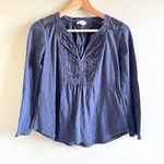 Anthropologie  Meadow Rue Anona Lace Bib Tee Top Womens Size‎ XS Pullover Navy Photo 3