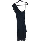 Rebecca Taylor Womens Black One Shoulder Ruched Flutter Sleeve Dress Size 8 Photo 1