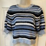 Vox Lux Women's Small Blue Round Neck Striped Short Sleeve Pullover Sweater Photo 0