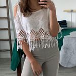 Crochet White Crop Top, Cover Up / Size S Photo 2