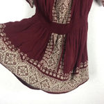 Tularosa Fiona Burgundy Off The Shoulder Embroidered Smocked Boho Dress Medium Photo 11