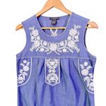 Chelsea & Theodore Embroidered Short‎ Dress Womens S Cotton Casual Blue BOHO Photo 2