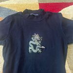 Brandy Melville Vintage Embroidered Dragon Baby Tee Turtleneck Crop Top One Size Photo 1