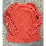 Loft womens knit sweater orange small pullover crochet knit long sleeve casual Photo 2