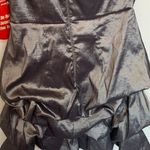 Snap One Shoulder Bubble Skirt Silver Metallic Dress Silver Size undefined Photo 10