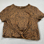 SheIn Tunic Top M Womens Leopard Print Twist Front Short Sleeve Cute Blouse Photo 0