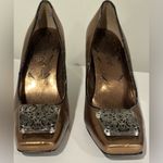 J. Renee Bronze High Heel. Square Jewel Square Toe Vintage Look Limited Sz 7. Gold Photo 3