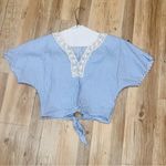 ZARA Basic Crop Top Blue And White Stripes size XS Photo 3