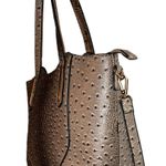 Isabella vegan leather ostrich satchel! Taupe in color with unique design! Tan Photo 3