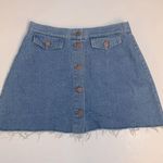 Ciminy Paris Button Down Raw Hem Denim Skirt Size Small Photo 0