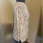 Charter Club  Women's White and Tan Leaf Print Long Sleeve Shirt Photo 3